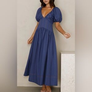 Elegant Navy Blue Midi Dress